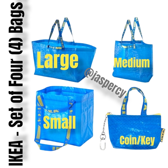 IKEA Handbags - IKEA - FOUR (4) Frakta Line Reusable Bags Combo - Large, Medium, Small & XS NWT